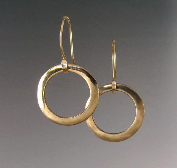 Hand-Fabricated Earrings of Bronze and 14k Gold-Fill