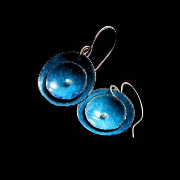 Double Blue Domed Earrings