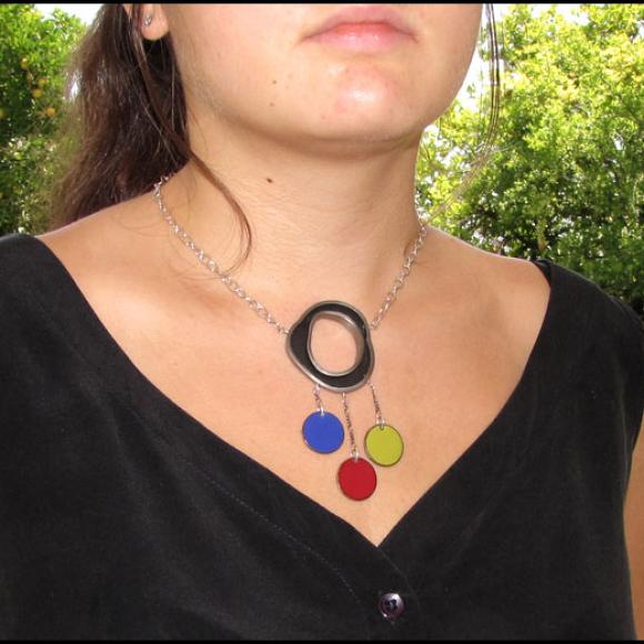 Abstract Necklace Accented with Enamel