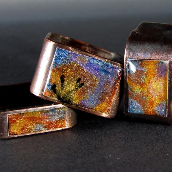 Enameled Square Rings