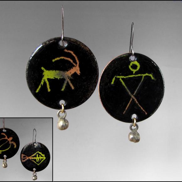 Enameled Petroglyph Earrings