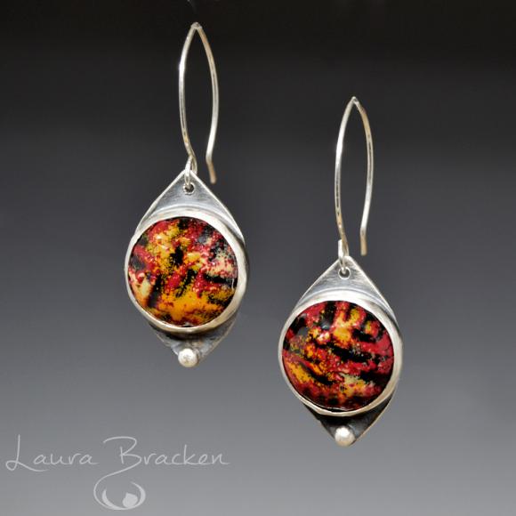 Abstract Warm Colors Enamel Earrings