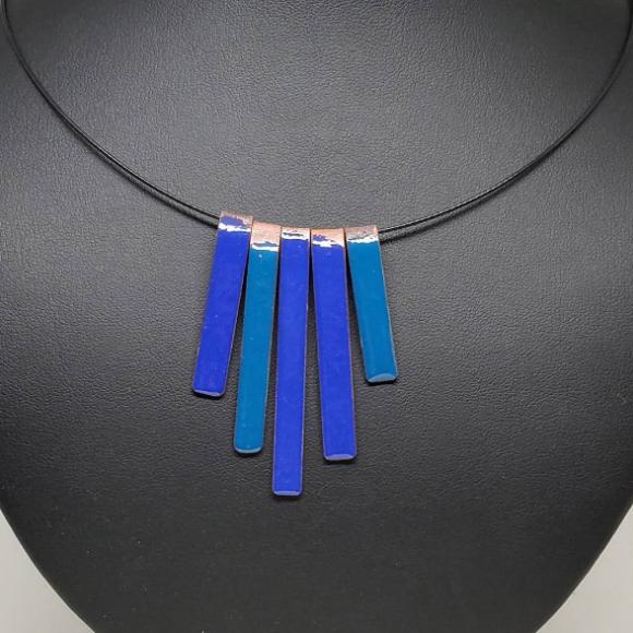 Shades of Blue Enameled Necklace