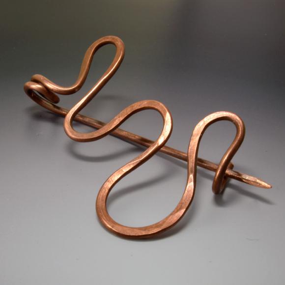 Hammered Copper Scarf Pin
